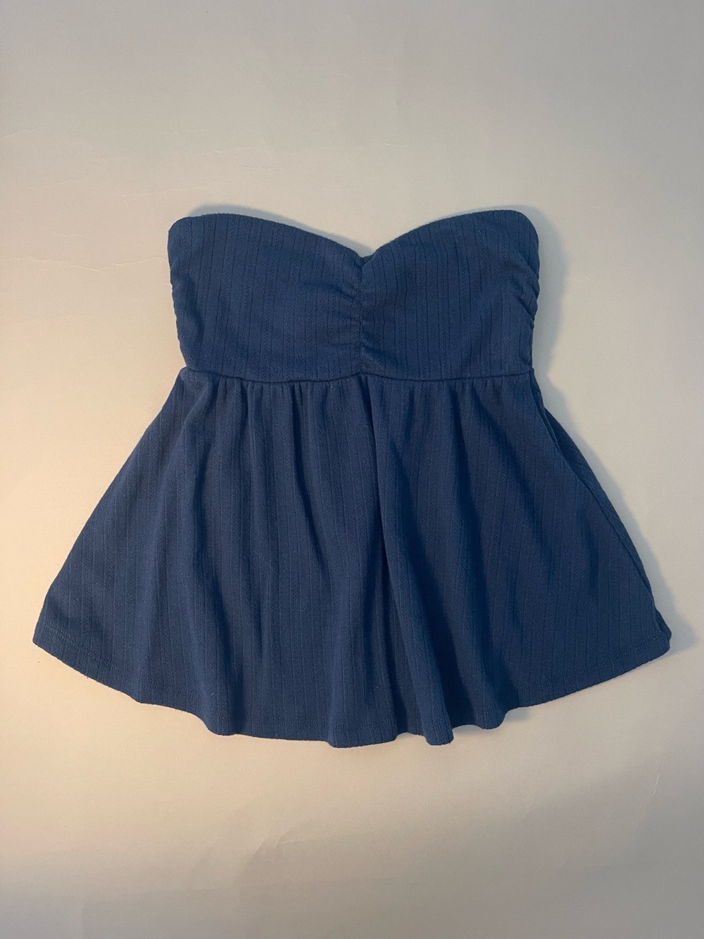 Hollister Navy Blue Strapless Sweetheart Babydoll Top